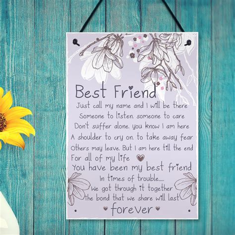In the journey of your life, may your joys double and your success triple, may your sorrows halve and your failure. Friendship Gift Best Friend Plaque Sign Thank You Birthday ...