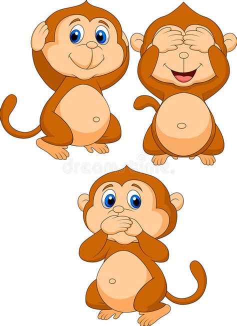 Three Wise Monkeys Illustration Three Wise Monkeys — Stock Vector