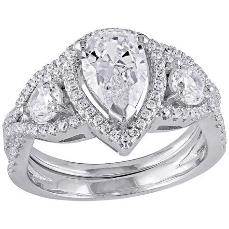 4 carat openwork ring sets for women 925 sterling silver wedding sets rose gold round cut halo engagement ring white diamond band cz solitaire anniversary promise rings. Fingerhut Wedding Sets : Fingerhut 10k Gold Marquise Design Diamond Bridal Set / 4.3 out of 5 ...