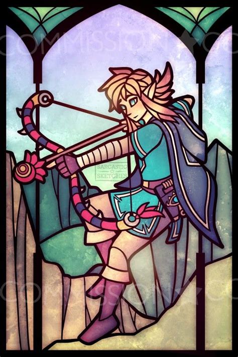 Legend Of Zelda Breath Of The Wild Art Stained Glass Style Link