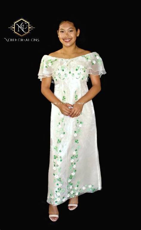 Filipiniana Dress Hand Painted Off Shoulder Gown Philippine Etsy