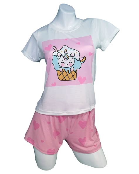 Pijama Dama Short Suave Estampada Monsters Inc Coco Princesas Bella