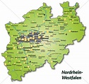 Karte von Nordrhein-Westfalen als Übersichtskarte in - Lizenzfreies ...