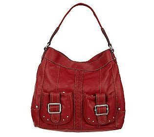Tignanello Glove Leather Pocket Hobo Qvc Glam Red Leather Hobo