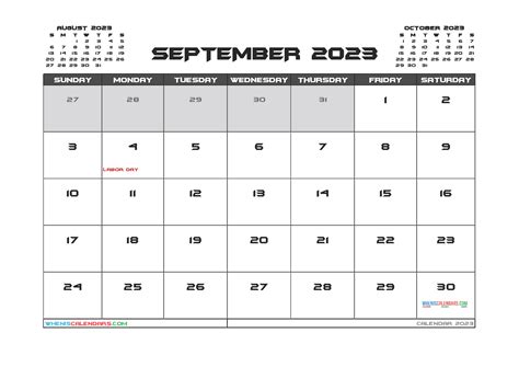 Free Printable September 2023 Calendar 12 Templates All In One Photos