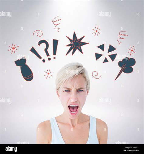 Composite Image Of Angry Blonde Woman Screaming Stock Photo Alamy