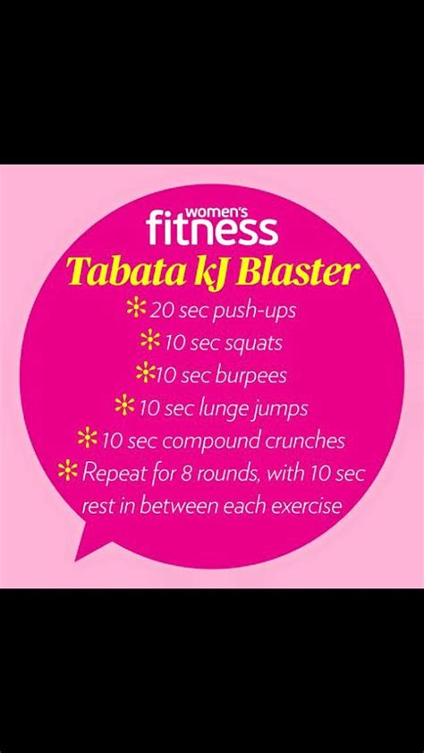 A Womans Fitness Tabata Kl Blaster With Instructions On The Side