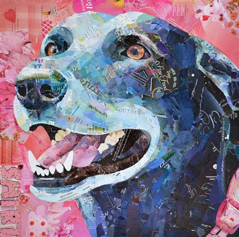 Recyled Paper Dog Collage Paper Collage Art Collage Artwork Collage