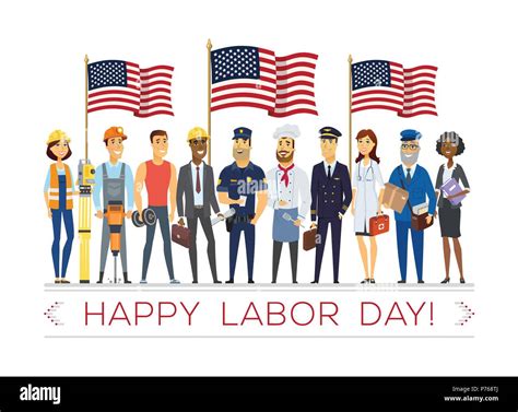 happy labor day modern vector colorful illustration on white background celebration poster
