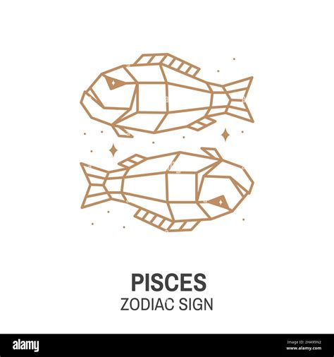 Zodiac Astrology Horoscope Sign Pisces Linear Design Vector