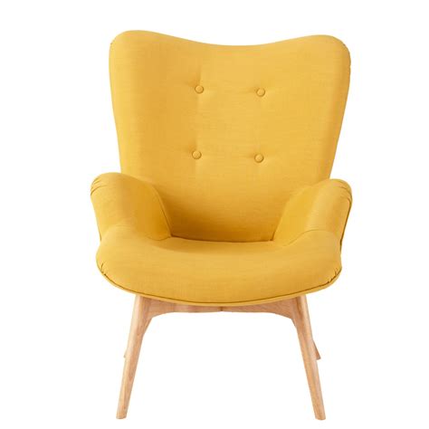 Be the first to review clanbay maiko yellow fabric armchair, pine. Scandinavian Yellow Fabric Armchair Iceberg | Maisons du Monde