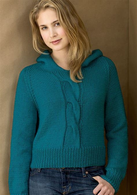Free Knitting Pattern Cabled Hoodie Ann E Smiths Hooded Long