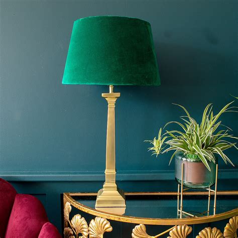 Only 1 available and it's in 1 person's cart. Elegant Brass Table Lamp | Green Velvet Shade | Audenza