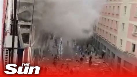 Madrid Explosion Live Blast Destroys Building And Sends Smoke Into Air