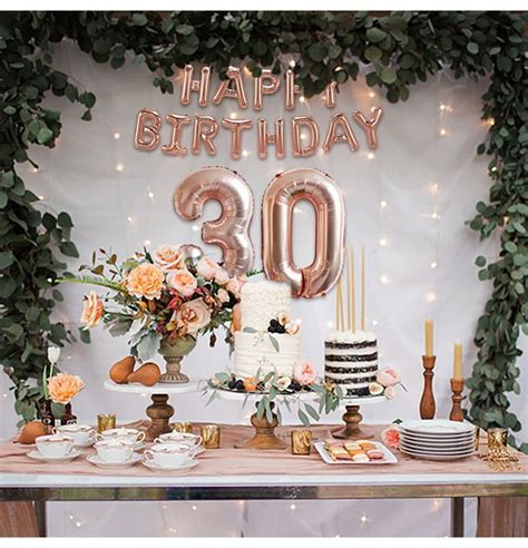 Rose Gold Happy Birthday 30 30th Birthday Decorations Gold Birthday