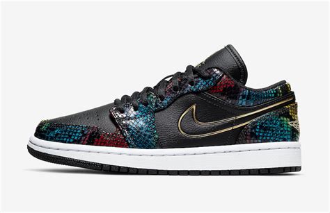 Air Jordan 1 Low Multicolor Snakeskin Cw5580 001 Release Date Sbd