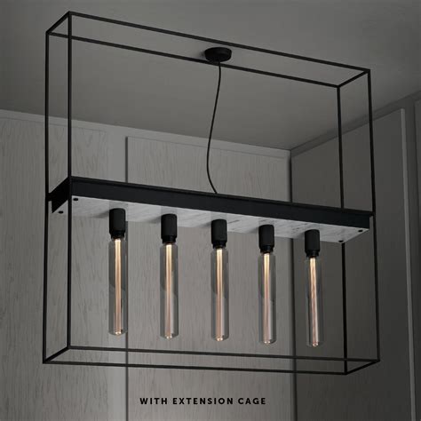 Buster Punch Caged E27 Statement Ceiling Light In White Marble