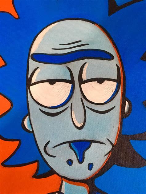 Rick And Morty Colorful Oil Painting Rick Sanchez Art Wall Etsy