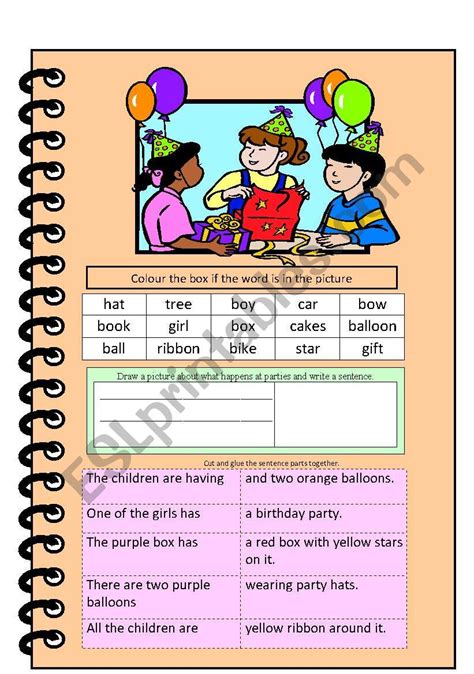 English Worksheets Party Time