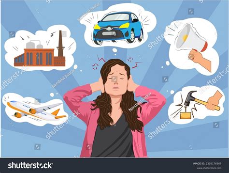Noise Pollution Cause Vector Illustration People Vetor Stock Livre De Direitos