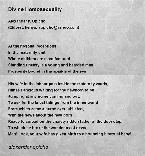 divine homosexuality divine homosexuality poem by alexander opicho