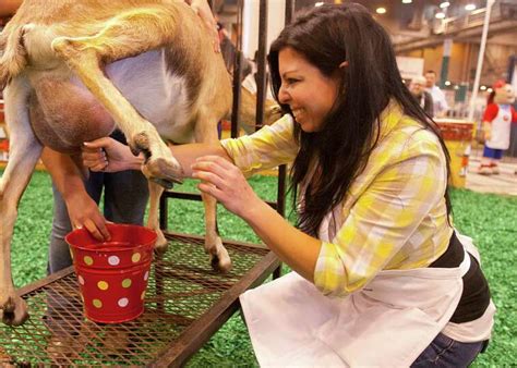 Theresa Of 945 The Buzz Milks Her Goat During The Celebrity Dairy