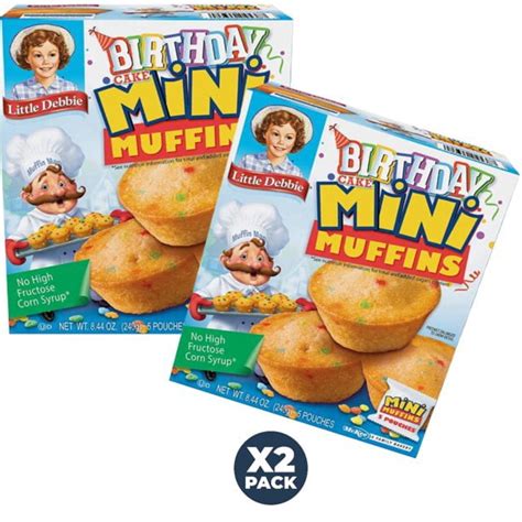 Little Debbie Birthday Cake Mini Muffins 5 Individual Pouches 20 Mini Muffins Total Pack Of 2