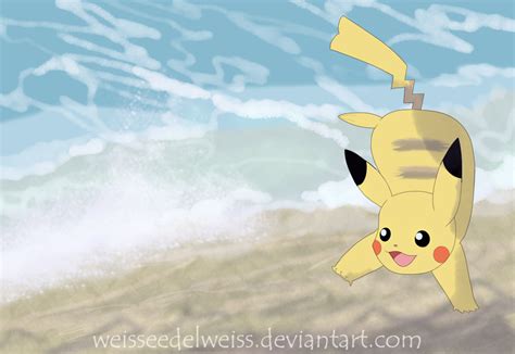 Alolan Pikachu Time To Swim By Weisseedelweiss On Deviantart