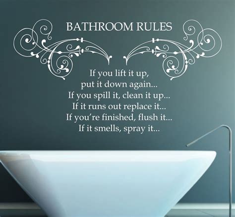 Bathroom Rules Quote Vinyl Wall Art Sticker Decal Mural Home Wall
