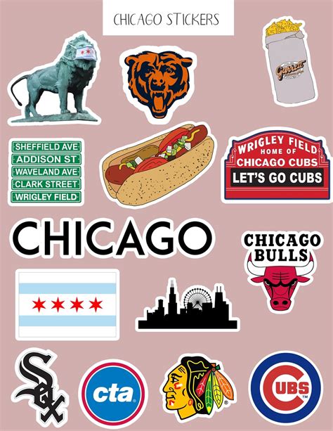 Chicago Sticker Pack Of 14 Chicago Stickers Chicago Etsy