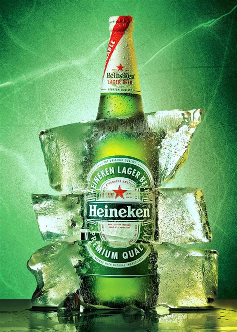 Heineken beer is sold in a green bottle with a red star. Heineken Ice on Behance