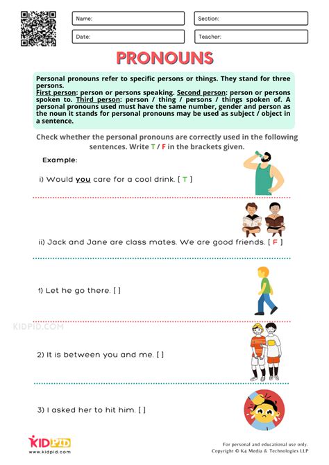 Identification Of Pronouns Worksheets For Grade Kidpid