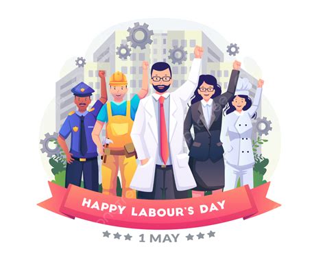 Labor May Day Vector Design Images Laborers People In Different Professions Are Celebrating