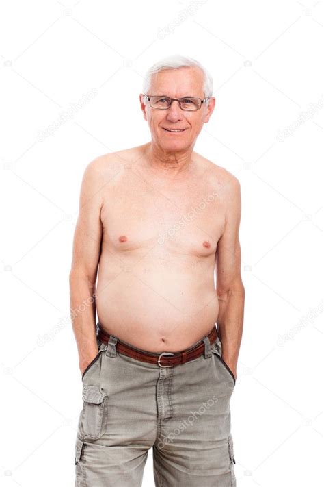 Happy Shirtless Senior Man Stock Photo Image By Janmika