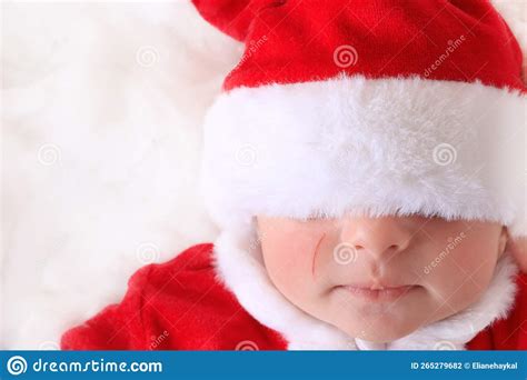 Infant With Santa Hat On Stock Photo Image Of Decoration 265279682