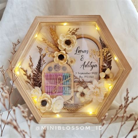 Jual Magnolia Frame Mahar Hexagon Bingkai Mahar Pernikahan Pigura