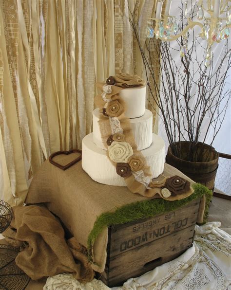 Burlap Cake Topper Rustic Wedding Cake Decoration Burlap