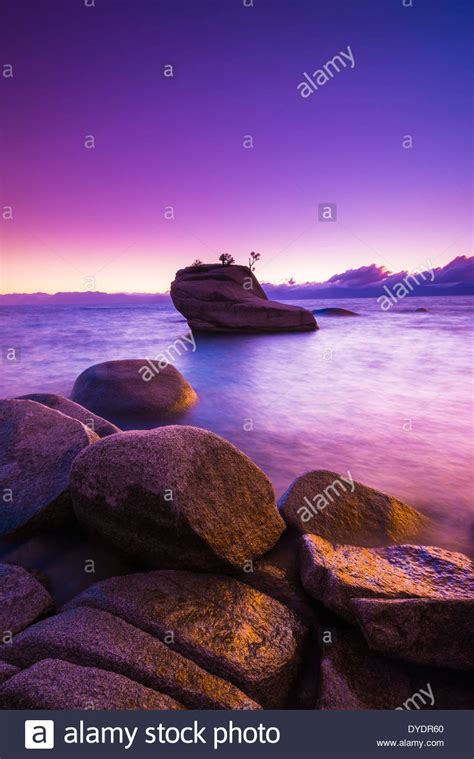 Bonsai Rock At Sunset Lake Tahoe Nevada Usa Stock Photo Alamy