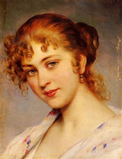 A Portrait Of A Young Lady Eugene De Blaas Italian Academic