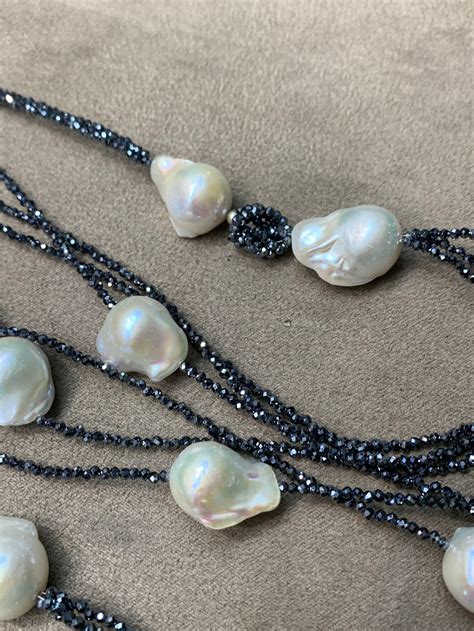 200 Mm Natural Baroque Pearl And Hematite Necklace Etsy