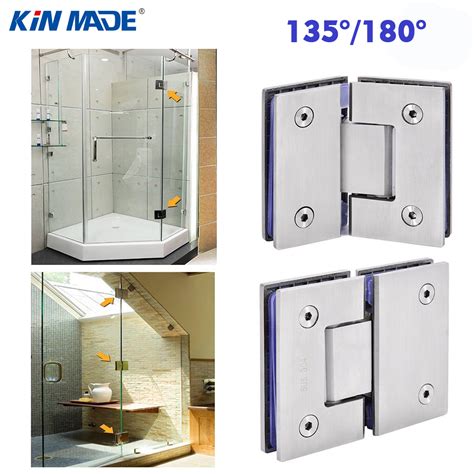 Kinmade135 180 Degree Stainless Steel Frameless Glass To Glass Shower Door Hinge Bracket Clamp