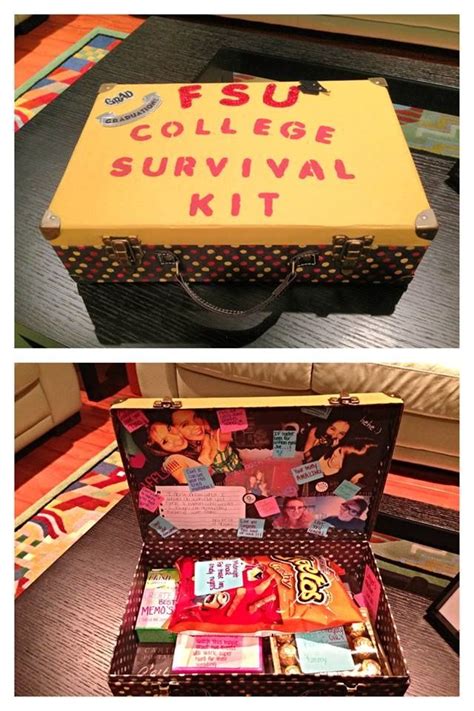 He can use it during studies and it will remind him of how much you care. This cute survival kit includes things like pictures, food ...