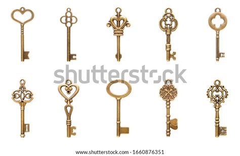 Set Vintage Keys Isolated On White Stock Photo 1660876351 Shutterstock