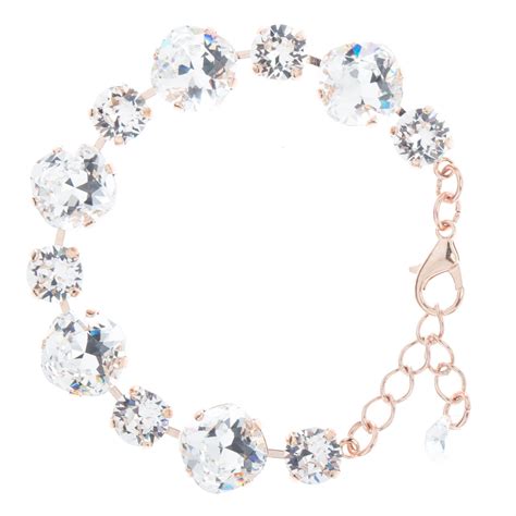 Sparkly Ypmco 12mm And 8mm Swarovski Crystal Bracelet Clear And Rose Gold