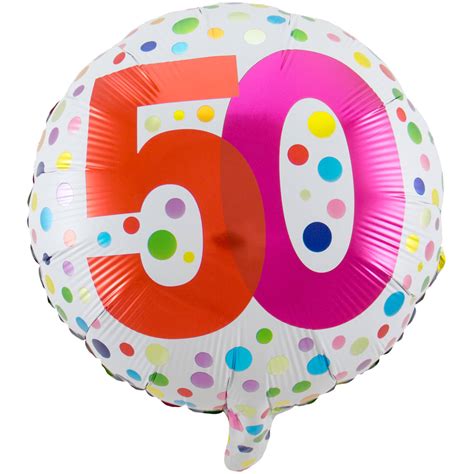50th Birthday Happy Bday Dots Foil Balloon 45 Cm