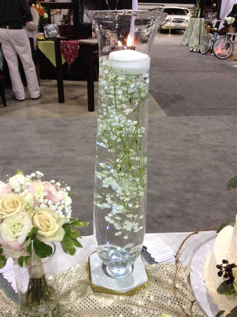 Babys Breath Submerged In Water W Floating Candle On Top Id Like To