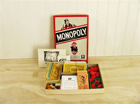 Vintage Mid Century Monopoly Game Pieces Complete 1954 Parker Etsy