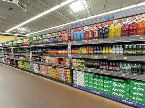 Walmart Grocery Store Interior Soda Aisle Side View Editorial Photo