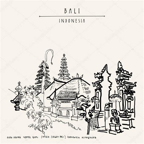 Hindu Temple In Bali Postcard Stock Illustration By ©babayuka 124263970