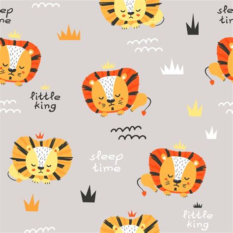 Premium Vector Seamless Pattern With Cute Lions